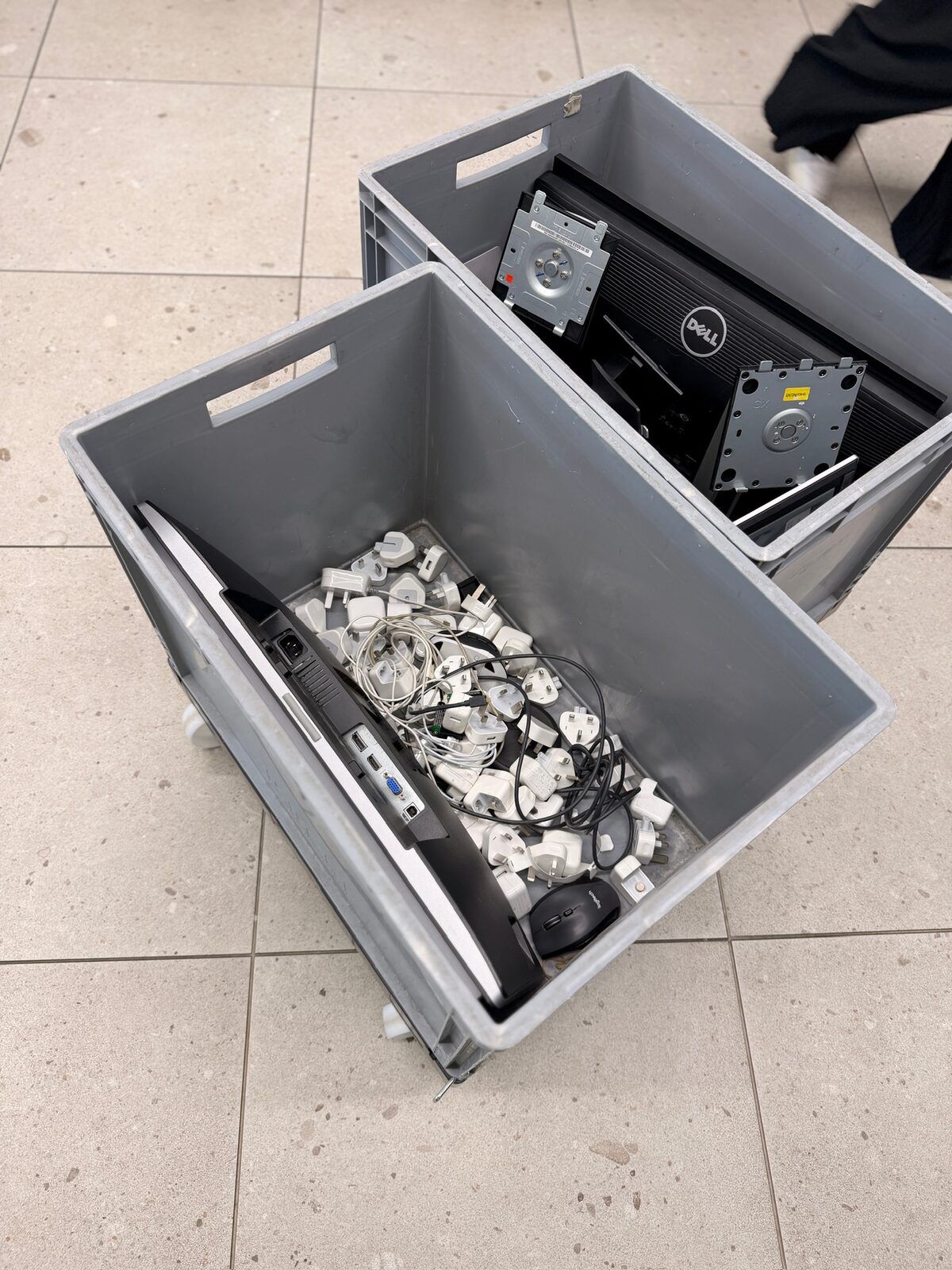 Computer components and monitors collected for certified decommissioning