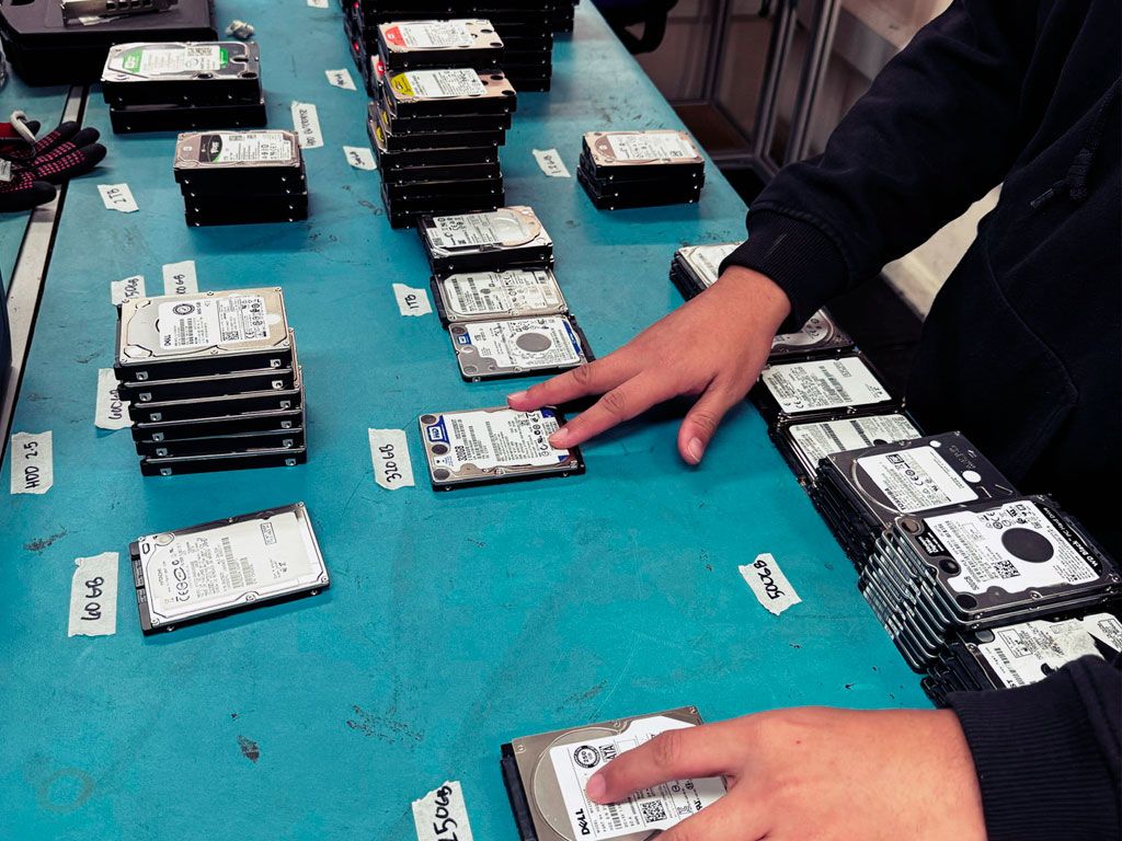 Hard drives sorted and logged for audited destruction for Central London firms
