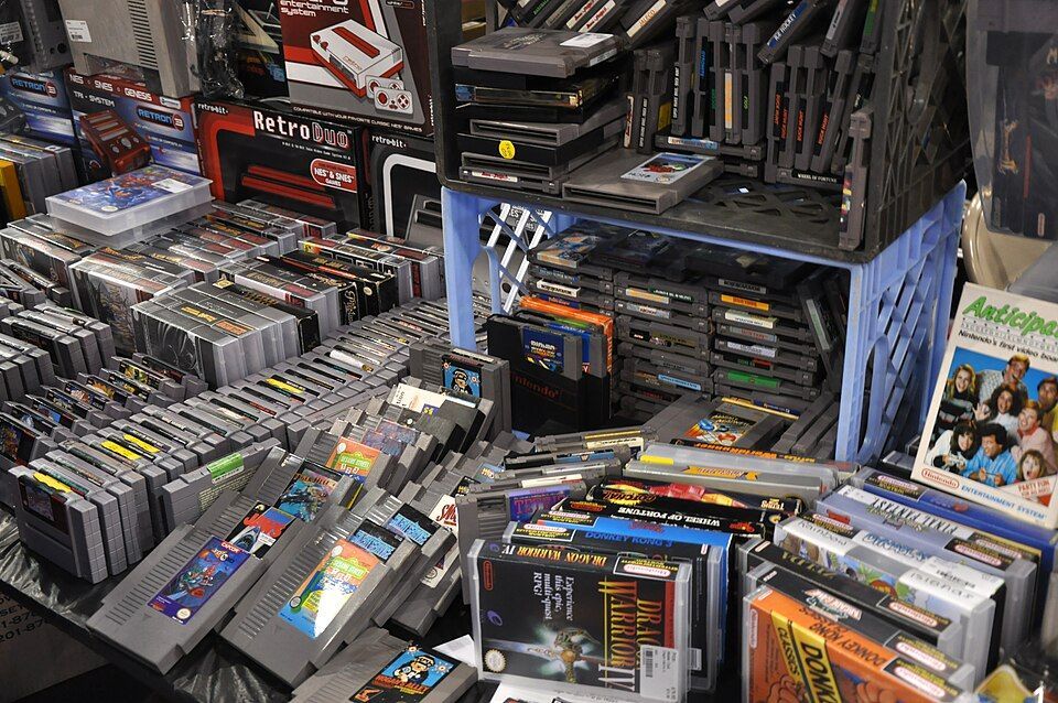 A wall of video games
